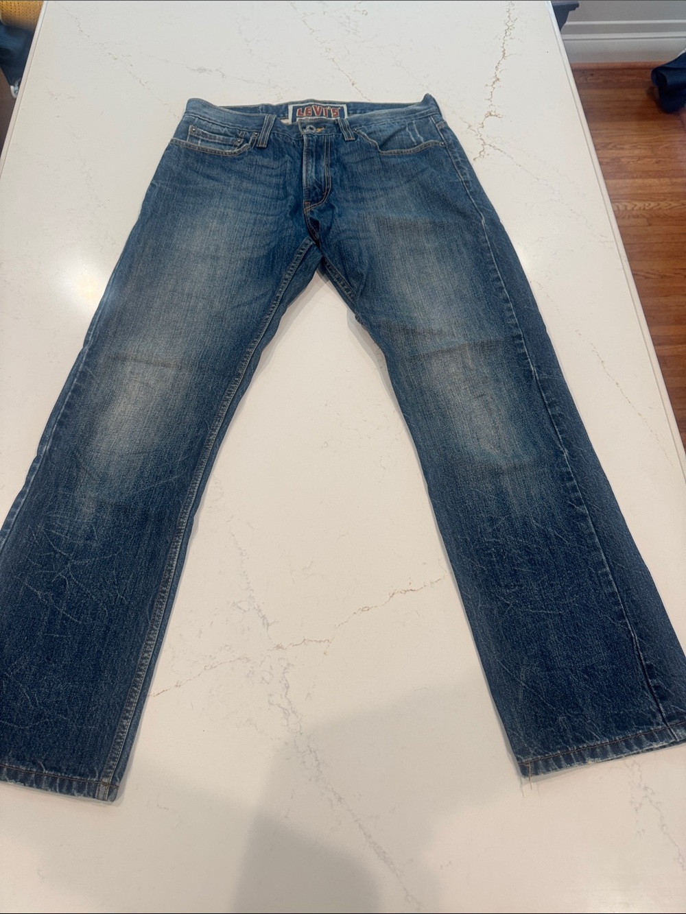 Levi's Slim Straight Distressed Dark Blue Straight Jeans W32 L30 Vintage